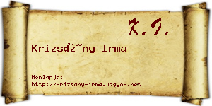 Krizsány Irma névjegykártya
