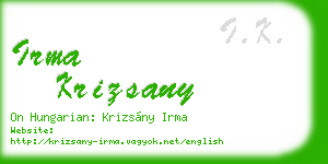 irma krizsany business card